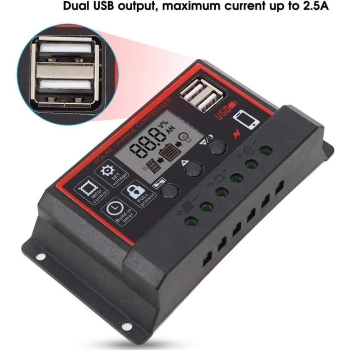 Regulator kontroler baterii paneli słonecznych 20A 2xUSB [23050000784]